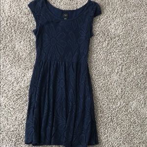 Navy blue knit dress.